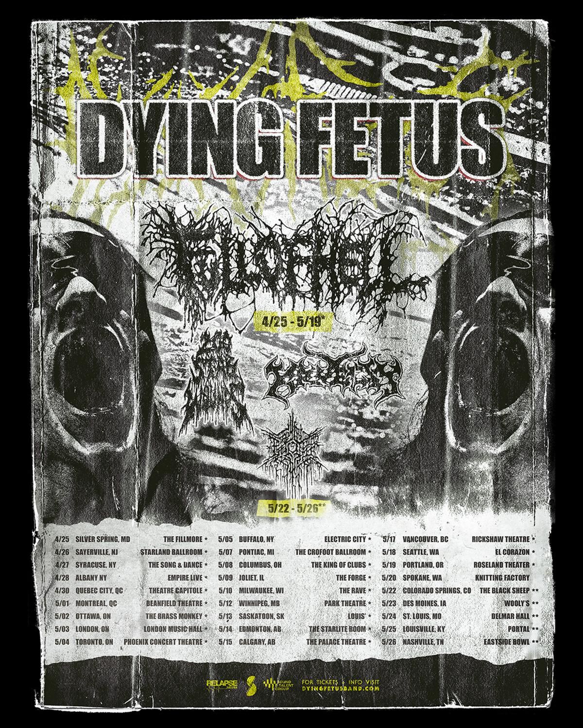 DYING FETUS Announce Spring Headline Tour with Support from Full of