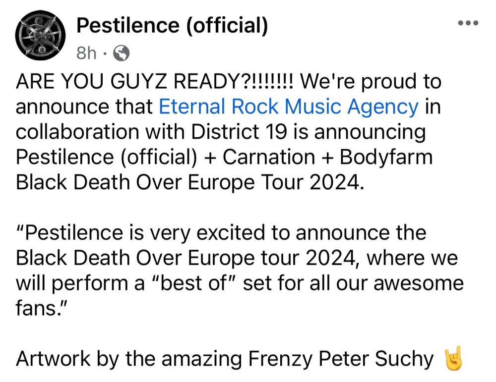 PESTILENCE Announce the Black Death Over Europe Tour 2024